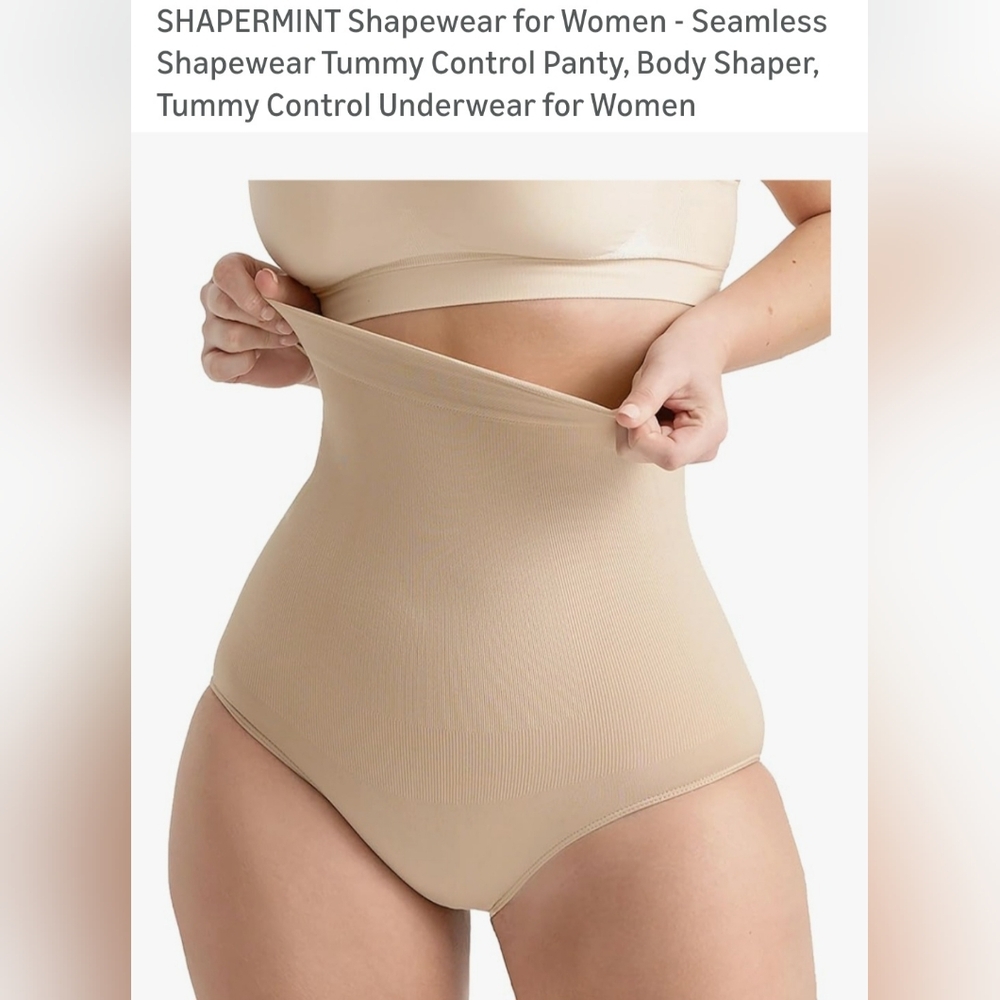 Shapermint High-Waist Seamless Shapewear Panty in Beige. W-49